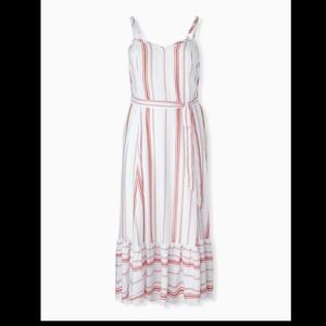 Red & White Stripe Shirred Hem Maxi Dress Torrid